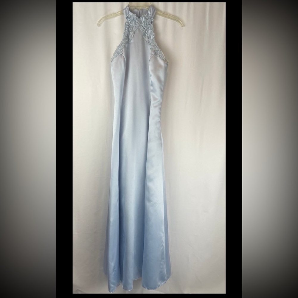 Ice Blue Vintage Scott McClintock Satin Formal Dress - Size 6